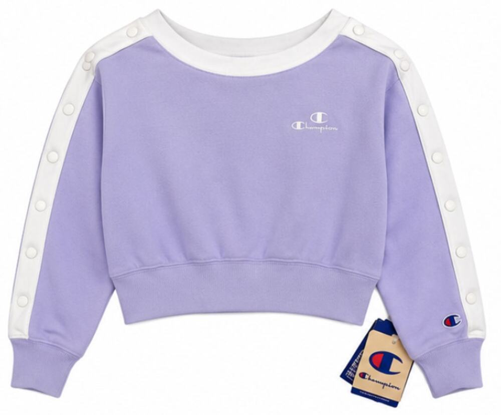 Champion Women's Classic Fleece Snap Sleeve Crop Sweatshirt Lavender XS WL3194